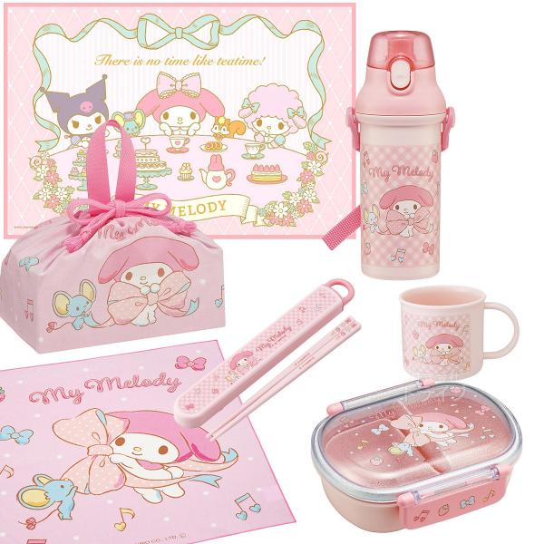 Other - マイメロディ ビッグリボン お買得7点セット 抗菌 お弁当箱 中子付 360ml 箸＆箸箱 コップ プラ水筒 巾着 レジャーシート ランチクロス