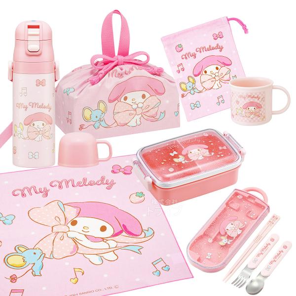Other - 【6月上旬入荷予定】マイメロディ ビッグリボン お買得7点セット 抗菌 角型お弁当箱 450ml トリオ 巾着 ランチクロス コップ コップ袋 2WAY水筒