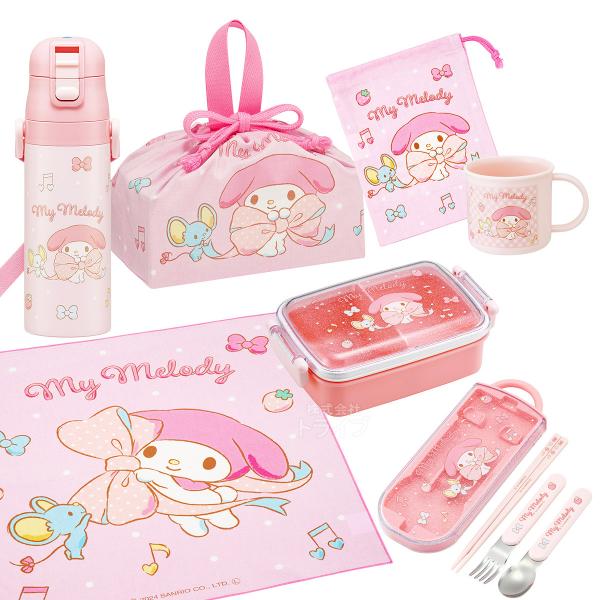 Other - 【6月上旬入荷予定】マイメロディ ビッグリボン お買得7点セット 抗菌 角型お弁当箱 450ml トリオ 巾着 ランチクロス コップ コップ袋 水筒