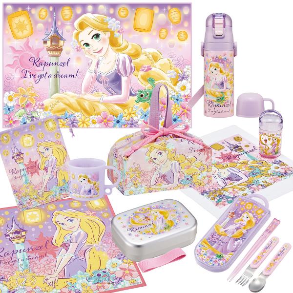 【12月下旬入荷予定】塔の上のラプンツェル 25 お買得9点セット アルミお弁当箱 370ml トリオ 巾着 2WAY水筒 コップ コップ袋 レジャーシート 抗菌おしぼり ランチクロス