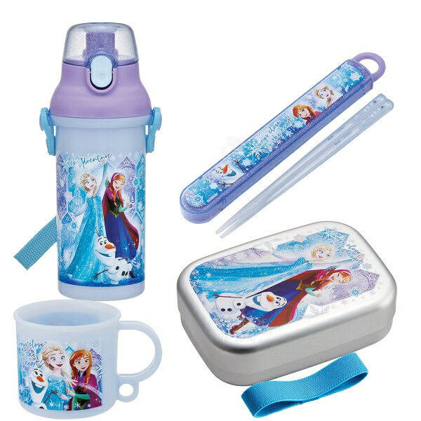 Aluminum - アナと雪の女王 25 お買得4点セット アルミお弁当箱 370ml 箸＆箸箱 コップ プラ水筒