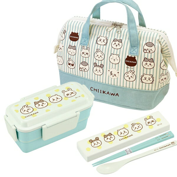 ちいかわ ストライプ 2段 お弁当箱 600ml コンビ がま口ランチバッグ セットのサムネイル