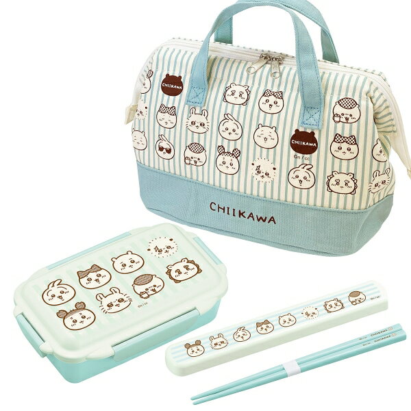 ちいかわ ストライプ 4点ロックお弁当箱 500ml 箸＆箸箱 19.5cm がま口ランチバッグ セットのサムネイル