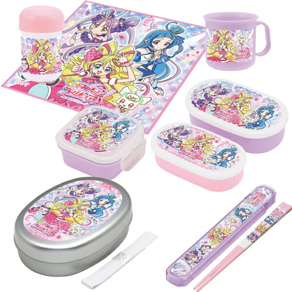 【2月中旬入荷予定】キミとアイドルプリキュア♪ お買得6点セット 抗菌 アルミお弁当箱 350ml 箸＆箸箱 コップ シール容器2P デザートケース おしぼりのサムネイル