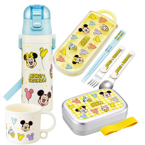 ミッキー＆フレンズ お買得4点セット アルミお弁当箱 370ml トリオ コップ 水筒