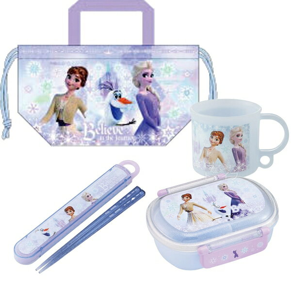 Rakuten - アナと雪の女王 26 お買得4点セット お弁当箱 中子付 360ml 箸＆箸箱 コップ 巾着セット