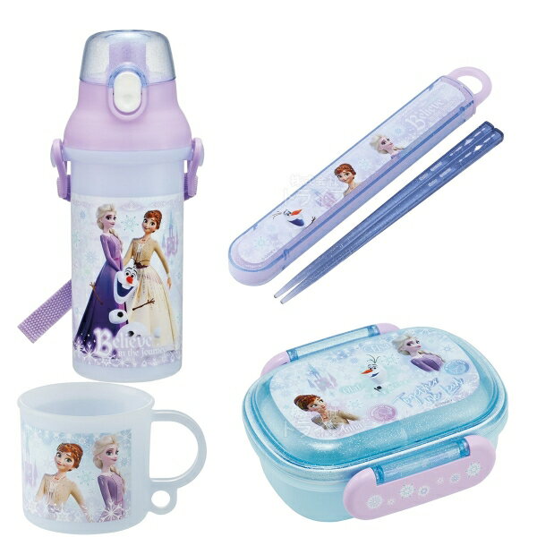 Lunch Boxes - アナと雪の女王 26 お買得4点セット お弁当箱 中子付 270ml 箸＆箸箱 コップ プラ水筒