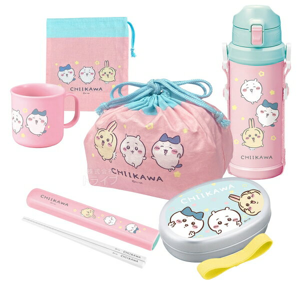 铝 - ちいかわ キッズ お買得6点セット アルミお弁当箱 350ml 箸＆箸箱 コップ 巾着 コップ袋 水筒800ml