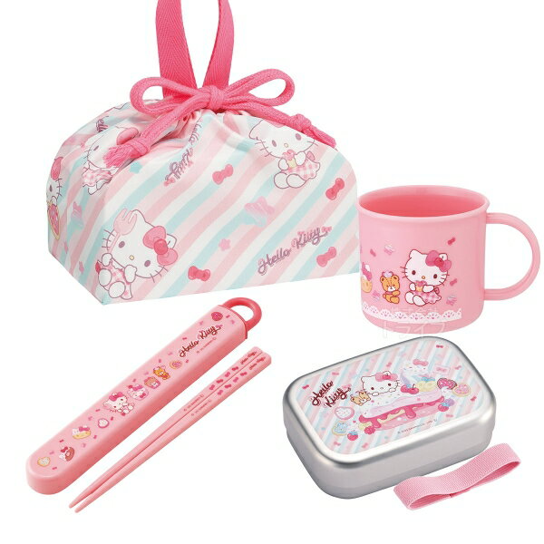 【1月下旬入荷予定】ハローキティ 26 お買得4点セット アルミお弁当箱 370ml 箸＆箸箱 コップ 巾着セット