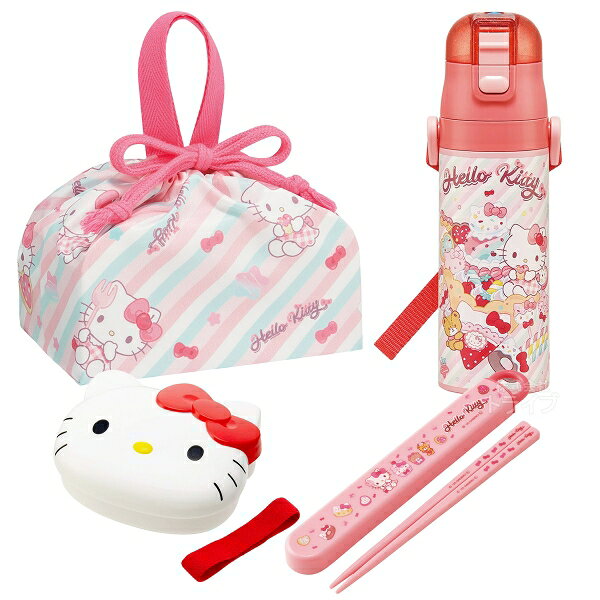 Rakuten - ハローキティ 26 お買得4点セット ダイカットランチボックス 箸＆箸箱 巾着 水筒 LBD2