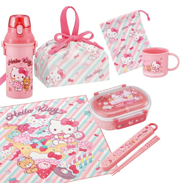 【3月下旬入荷予定】ハローキティ 26 お買得7点セット お弁当箱 中子付 360ml 箸＆箸箱 コップ コップ袋 プラ水筒 巾着 ランチクロス