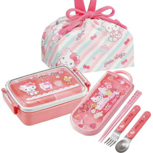 Lunch Boxes - ハローキティ 26 角型お弁当箱 450ml トリオ 巾着セット