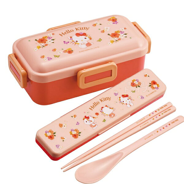 Rakuten - ハローキティ パステル花柄 4点ロックお弁当箱 コンビ セット PFLB6