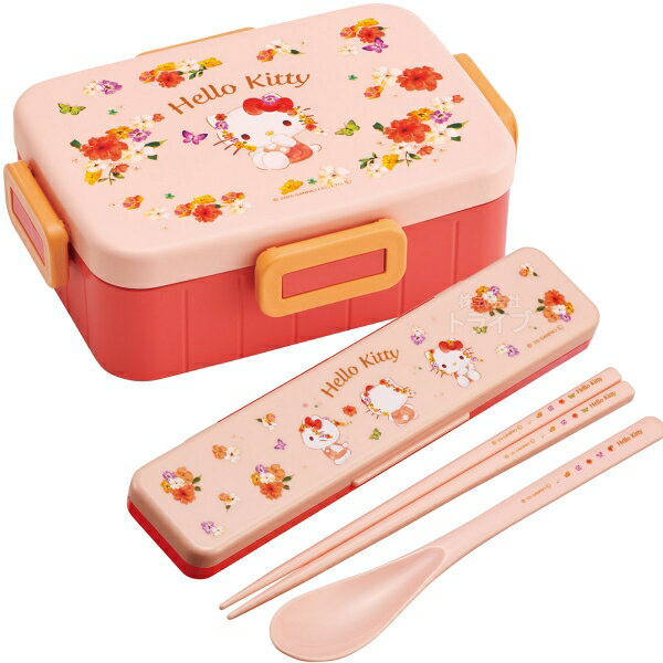 Rakuten - ハローキティ パステル花柄 4点ロックお弁当箱650ml コンビ セット