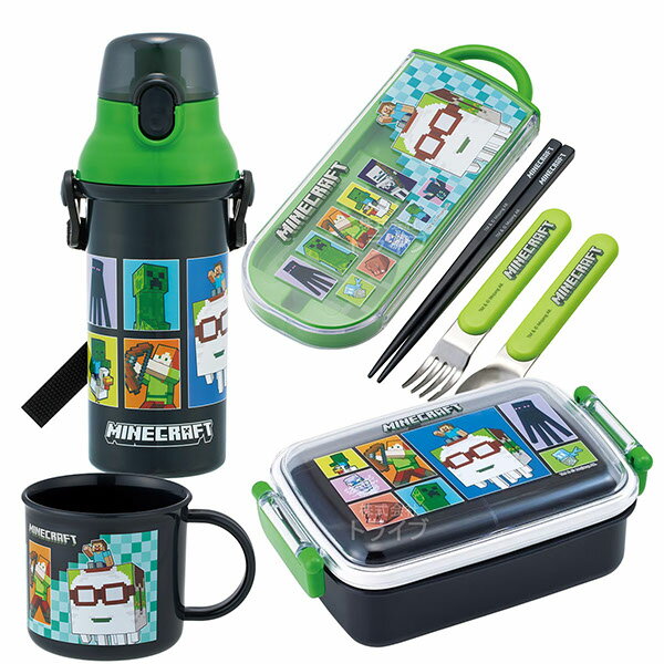 Lunch Boxes - マインクラフト 26 お買得4点セット 角型お弁当箱 450ml トリオ コップ プラ水筒