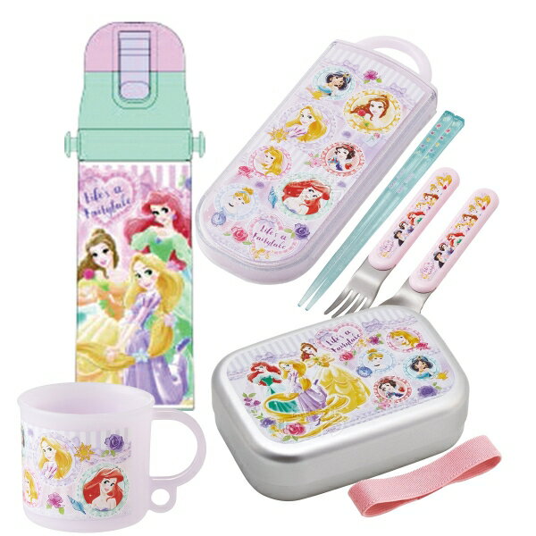 樂天商城 - ディズニー プリンセス 26 お買得4点セット アルミお弁当箱 370ml トリオ コップ 水筒