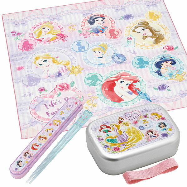 Rakuten - ディズニー プリンセス 26 アルミお弁当箱 370ml 箸＆箸箱 ランチクロスセット
