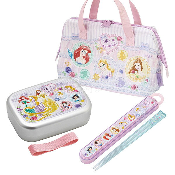 Lunch Boxes - ディズニー プリンセス 26 アルミお弁当箱 370ml 箸＆箸箱 ランチバッグセット