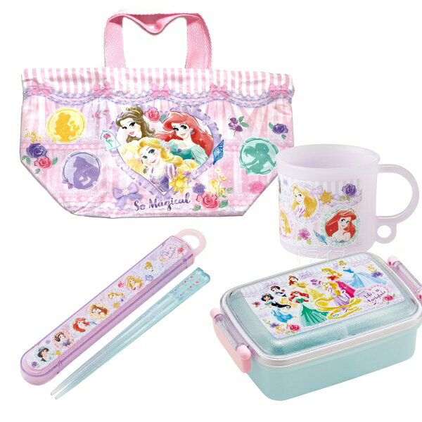 樂天商城 - ディズニー プリンセス 26 お買得4点セット 角型お弁当箱 450ml 箸＆箸箱 コップ 巾着セット
