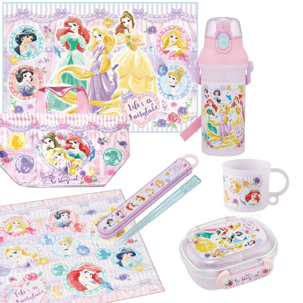 樂天商城 - ディズニー プリンセス 26 お買得7点セット お弁当箱 中子付 270ml 箸＆箸箱 コップ プラ水筒 巾着 レジャーシート ランチクロス