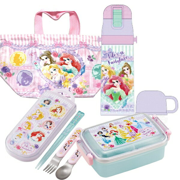 Rakuten - ディズニー プリンセス 26 お買得4点セット 角型お弁当箱 450ml トリオ 巾着 2WAY水筒