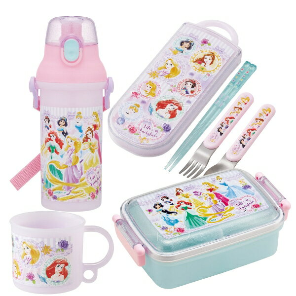 Rakuten - ディズニー プリンセス 26 お買得4点セット 角型お弁当箱 450ml トリオ コップ プラ水筒