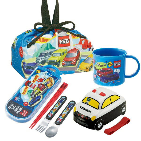 Lunch Boxes - トミカ 26 お買得4点セット 立体ダイカットお弁当箱 トリオ コップ 巾着セット DLB4 パトカー