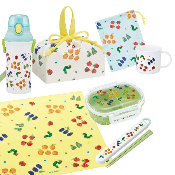 Lunch Boxes - 【5月下旬入荷予定】はらぺこあおむし お買得7点セット お弁当箱 中子付 360ml 箸＆箸箱 コップ コップ袋 プラ水筒 巾着 ランチクロス