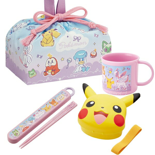 樂天商城 - ポケモン ファンシータイム お買得4点セット ダイカットランチボックス 箸＆箸箱 コップ 巾着セット LBD3