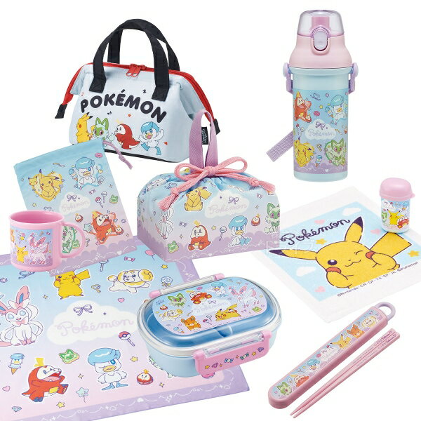 Rakuten - ポケモン ファンシータイム お買得9点セット お弁当箱 中子付 360ml 箸＆箸箱 巾着 プラ水筒 コップ コップ袋 おしぼり ランチクロス ランチバッグS