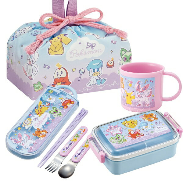 樂天商城 - ポケモン ファンシータイム お買得4点セット 角型お弁当箱 450ml トリオ コップ 巾着セット