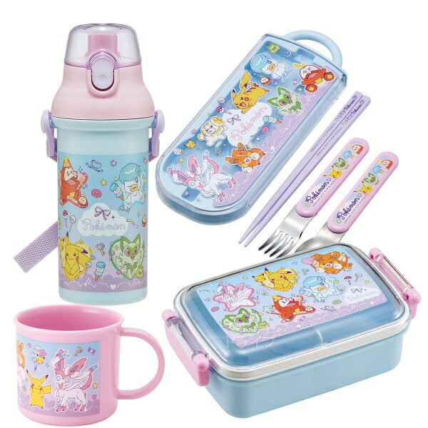 樂天商城 - ポケモン ファンシータイム お買得4点セット 角型お弁当箱 450ml トリオ コップ プラ水筒