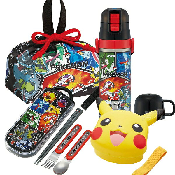 ポケットモンスターの楽しいお弁当セットです！これでお弁当グッズがひと通り揃います♪ キャラクターの形をしたかわいいお弁当箱は少なめの容量で、小食なお子様や年少さん、またおかず入れやごはん持参の給食にもオススメ。単品で揃えるよりもお買得なセットをこの機会に是非どうぞ！セット内容お弁当箱×1箸＆箸箱×1ランチ巾着×1水筒×1合計 4 点仕様〔ダイカットランチボックス〕食洗機対応フタを外して電子レンジ対応ランチベルト付容量＝340ml（上段210ml／下段130ml）約12.4×13×9.7cm〔箸＆箸箱セット〕食洗機対応ケース用の名前シール付日本製約19.5×2.7×1.5cm箸＝16.5cm〔ランチ巾着〕ポリエステル100％約29×16.5×12cm〔2WAYステンレスボトル〕ショルダーベルト付お名前シール付真空二層構造なので、保冷・保温効果が長持ち氷が入れやすいワイド口径※ダイレクトタイプでのご使用の際は、熱い飲み物を入れないでください。約6.8×23cm直飲み時＝470mlコップ時＝430mlシリーズポケットモンスターメーカースケーターJAN4973307710667497330773713849733077372204973307737282キーワードお弁当箱 二段 レンジ対応 幼稚園 保育園 箸 ケース セット 子供 キャラクター 練習 入園 巾着袋 お弁当袋 巾着 ランチバッグ 保育園 幼稚園 保冷 保温 子供用 飲み口 洗いやすい 幼稚園 ワンタッチ Pokemon ニンテンドー スイッチ Nintendo Switch ゲーム GAME キャラクター 男の子 女の子 ポケモンバトル ポケモンマスター ピカチュウ ピカチューメーカー希望小売価格はメーカーカタログに基づいて掲載しています　