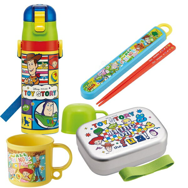 Plastic - トイストーリー 26 お買得4点セット アルミお弁当箱 370ml 箸＆箸箱 コップ 2WAY水筒