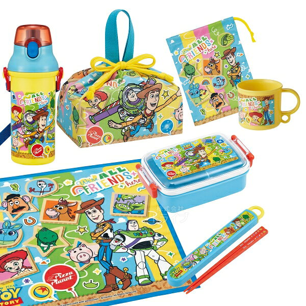 Lunch Boxes - 【5月下旬入荷予定】トイストーリー 26 お買得7点セット お弁当箱 角型 450ml 箸＆箸箱 コップ コップ袋 プラ水筒 巾着 ランチクロス