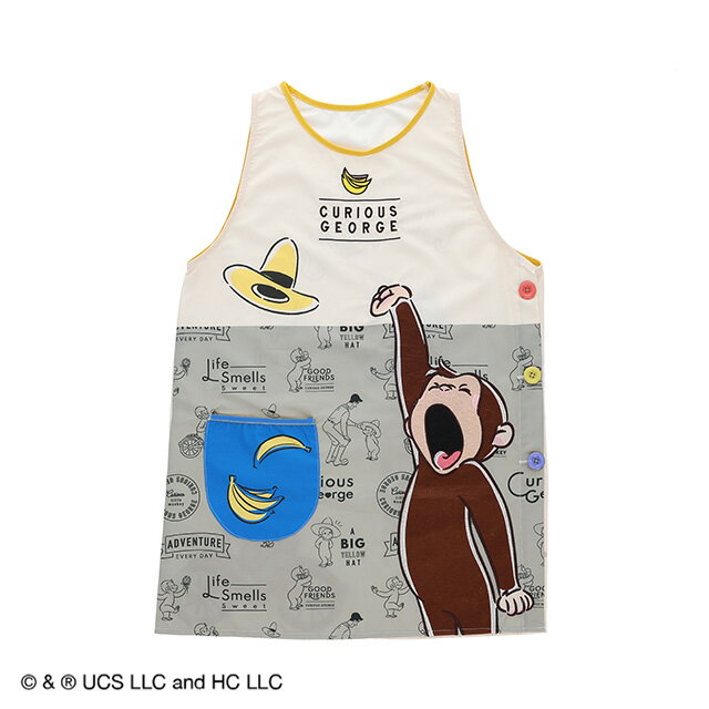 【1月上旬入荷予定】エプロン 割烹着 おさるのジョージ おはようジョージ ネコポス対応品 432633