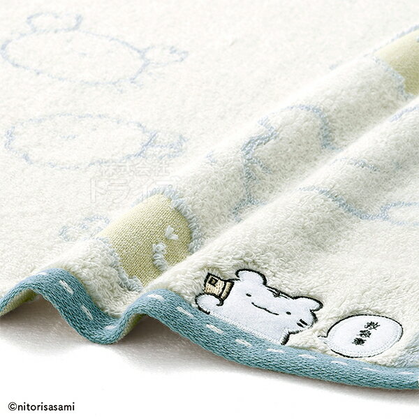 [特価50％OFF]ループ付き ウォッシュタオル 34×35cm かに爪フライとえびフライ ブルー ホワイトタイガーとブラックタイガー ネコポス対応品 355108 2