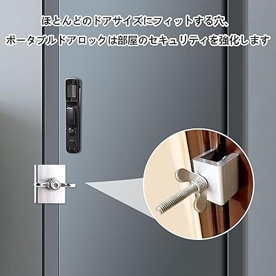 安全ロック 携帯用ロック ポータブルメタルドアストッパー 室内ドア 鍵 後付け 補助錠 防犯 thrmiracle-10032622 THRMiracle サンプル画像3