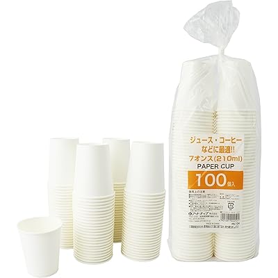 Rakuten - 紙コップ 7オンス 100個入 2パック 白 無地 210ml 計200個 PS-104