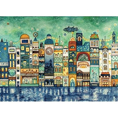乐天商城 - エポック社 500ピース ジグソーパズル イラスト/アート 西村典子 星降る夜の街 (38×53cm) 06-103