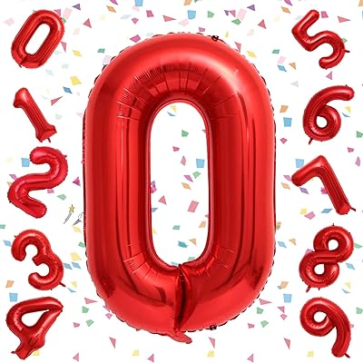 樂天商城 - 数字 バルーン 大きい レッド 誕生日 ナンバー 0 アルミ風船 32インチ バースデー パーティー