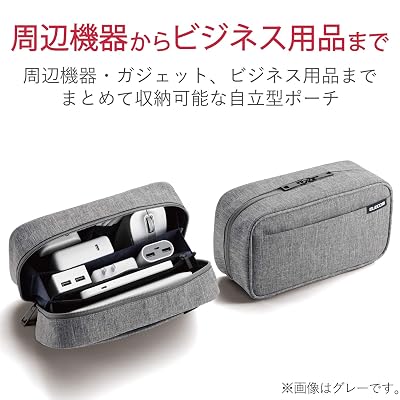 ガジェットポーチ 大容量 自立型 旅行 出張 テレワーク オーガナイズポーチ ブラック BMA-GP14BK 全1色 thrmiracle-10090547 THRMiracle サンプル画像2