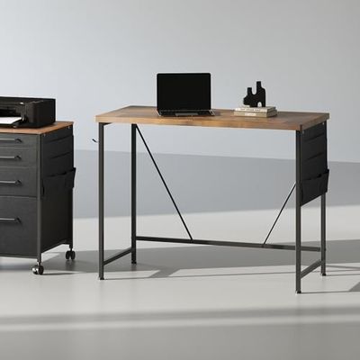 YeTom パソコンデスク pc 幅100*奥行48cm つくえ シンプル 収納袋付き勉強机 フック付き学習机 オフィス モニターアーム取付対応 組立簡単 在宅 テレワーク ビンテージ [2]
