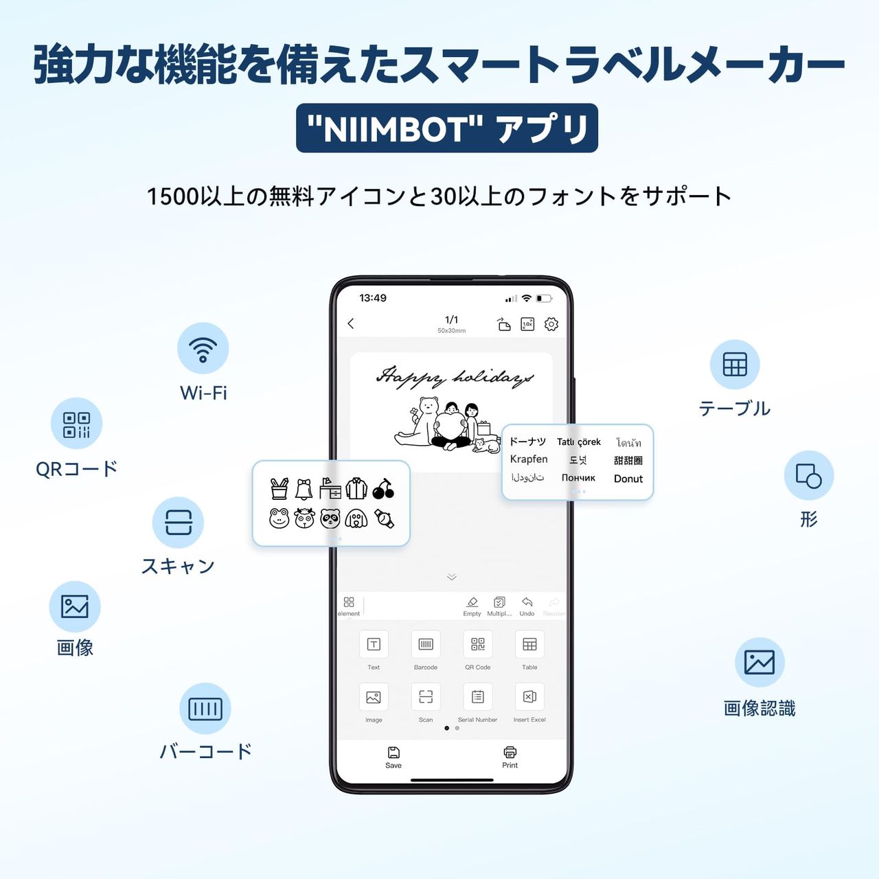 NIIMBOT B1 ��٥�᡼��������ư���̵�ǽ�դ���Ǯ��٥�饤�������ͻ��ץ�󥿡���DIY ��٥롢���ȥץ�󥿡�����̾��٥�᡼������2 ����� Bluetooth �ݡ����֥��٥�ץ�󥿡���̾����٥롢�Ϥ�����͹�ذ�̾�����ͤΤ��뿩�ʤ�ɽ��������ʤɤ˻Ȥ��䤹�� ����