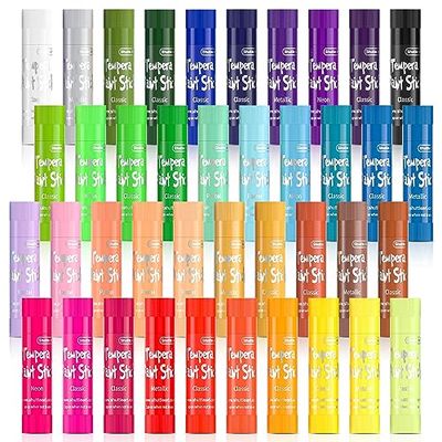 Shuttle Art テンペラクレヨン 40色セット パステル・メタリック・ネオンカラー入り 速乾 水で落とせる テンペラペイントスティック 繰り出し式 安全 ウォッシャブル 折れにくい 落書き 塗り絵 紙/ガラス/木に描ける お絵描きセット 幼児 子供 画材 プレゼント 入園・入