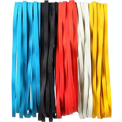 AMUU 輪ゴム ゴムバンド 大サイズ カラー 50個パック 5色 8インチ ビッグ ゴムバンドセット オフィス用品 ファイルフォルダー ボックス 本 ギフト ...