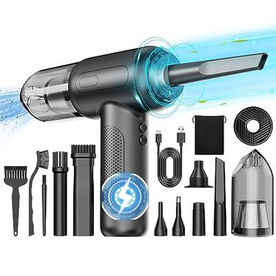 【2024年版 4in1吹き/吸い 超強力 3段階風力調整 】 電動エアダスター 18Kpa吸い込む力 超強力エアダスター 160000RPMブラシレスモーター 吹き飛ばし 8500mAh大容量バッテリー内蔵 コードレス Type-C充電 180°回転式 えあだすたー パソコン掃除/キーボード掃除/車内清掃のサムネイル