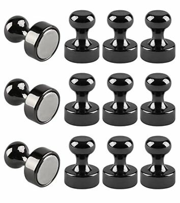 マグネットピン 超強力 磁石ピン マグネットフック 小物収納 冷蔵庫/ホワイトボード/掲示板/地図に最適 学校/事務所/キッチン/オフィス用品 (12個セット黒)