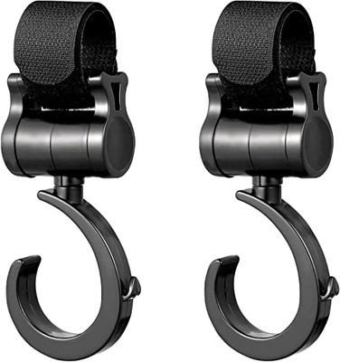 ベビーカー フック マルチフック ベビーカー 荷物フック 360度回転式 マジックテープ付き 滑り止め 使いやすい トラベルフック ユニバーサル多機能 フック 黒 2個セット ベビーカー フック マルチフック ベビーカー 荷物フック 360度回転式 マジックテープ付き 滑り止め 使いやすい トラベルフック ユニバーサル多機能 フック 黒 2個セット