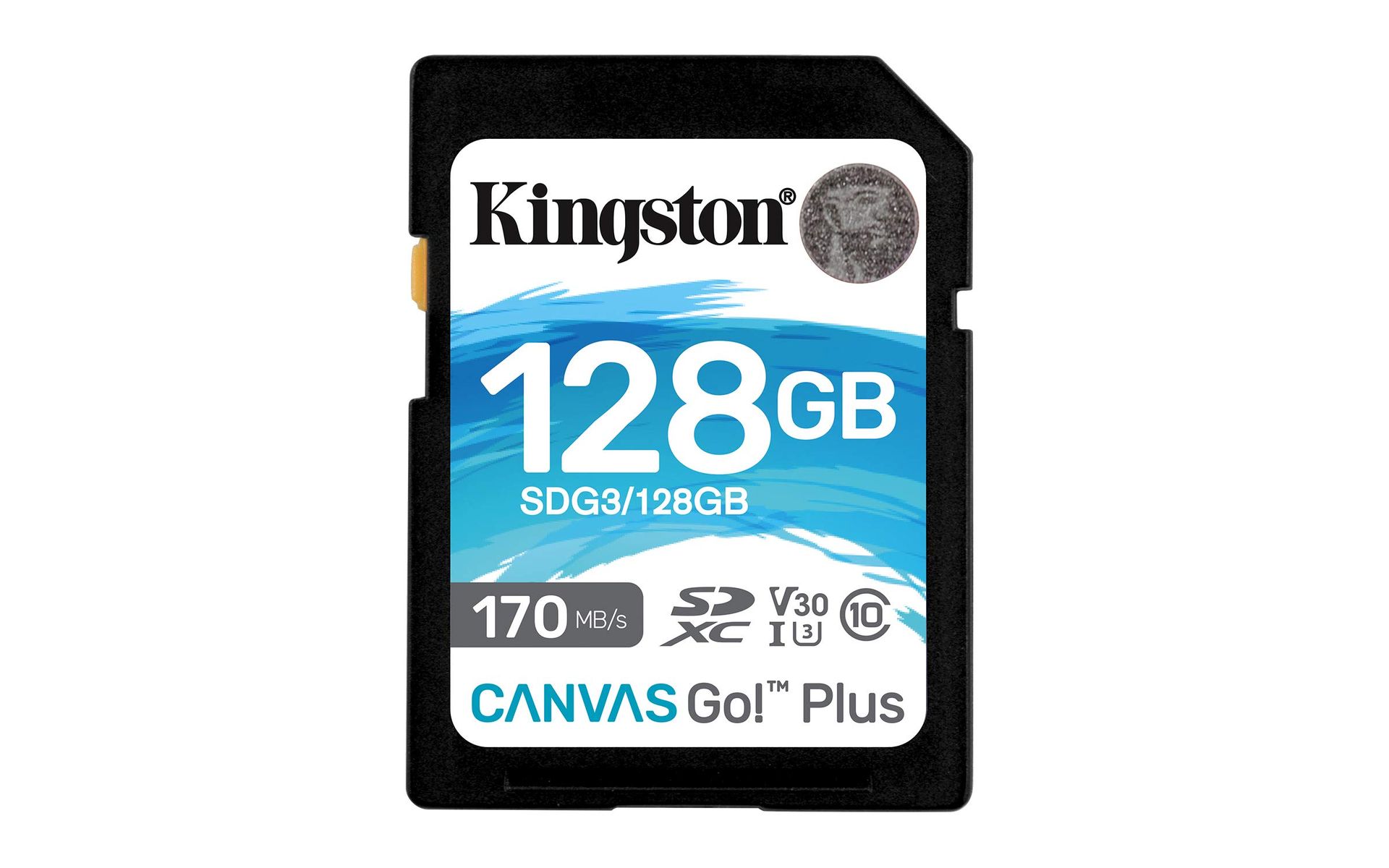 商品情報商品の説明説明 Kingston の Canvas Go!Plus SD は、最大 170MB/秒の優れた転送速度を到達でき、デジタル一眼レフ/ミラーレスカメラ、4K ビデオ制作に最適です。 ● 4K UHD のビデオ撮影が最適 ● U3 および V30 パフォーマンス対応 ● 防水加工、耐振性、X線照射および温度に耐性を持ちます。過酷な環境下で使用できます。主な仕様 日本正規代理店品br容量:128GBbrカードタイプ :SDXC /CLASS10/ UHS-I U3/V30br転送速度 : 読み込み最大170MB/s　書き込む最大90MB/s ***最大170MB/秒転送を実現するには、専用のカードリーダーが必要です。（Kingston MobileLite Plus microSD Reader、型番：MLP)br保証/サポート:永久保証保証、無料技術サポート